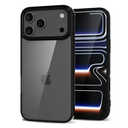 LoeoeL для iPhone 17 Pro Max Чехол Прозрачный, Прозрачный Гибридный Чехол для iPhone 17 Pro Max [Твердый Пластик и Мягкий Силиконовый Бампер] Акриловый Не желтеющий Тонкий Защитный Чехол для Женщин, Черный - 1