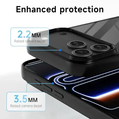 LoeoeL для iPhone 17 Pro Max Чехол Прозрачный, Прозрачный Гибридный Чехол для iPhone 17 Pro Max [Твердый Пластик и Мягкий Силиконовый Бампер] Акриловый Не желтеющий Тонкий Защитный Чехол для Женщин, Черный - 5