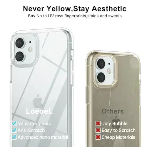 LoeoeL for iPhone 11 Case Clear, Transparent Hybrid 11 Phone Case [Hard Plastic & Soft Silicone Bumper] Acrylic Non Yellowing Thin Slim Protective Cover for Women, Crystal Clear - 4