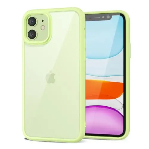 LoeoeL for iPhone 11 Case Clear, Transparent Hybrid 11 Phone Case [Hard Plastic & Soft Silicone Bumper] Acrylic Non Yellowing Thin Slim Protective Cover for Women, Mint Green - LOEOEL