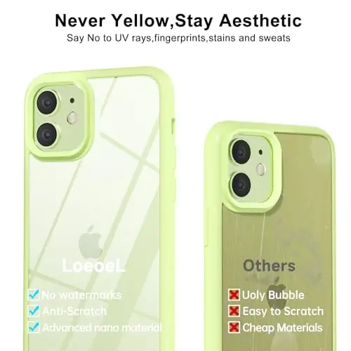 LoeoeL for iPhone 11 Case Clear, Transparent Hybrid 11 Phone Case [Hard Plastic & Soft Silicone Bumper] Acrylic Non Yellowing Thin Slim Protective Cover for Women, Mint Green - 4