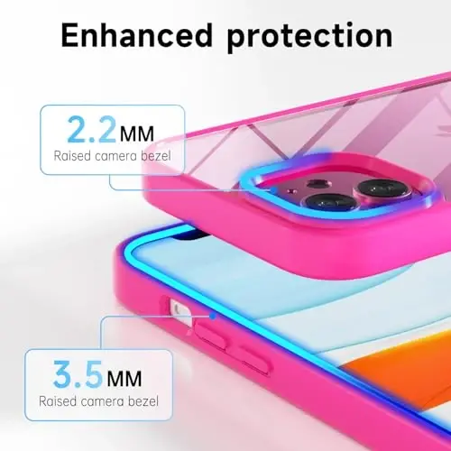 LoeoeL for iPhone 11 Case Clear, Transparent Hybrid 11 Phone Case [Hard Plastic & Soft Silicone Bumper] Acrylic Non Yellowing Thin Slim Protective Cover for Women, Neon Hot Pink - 5