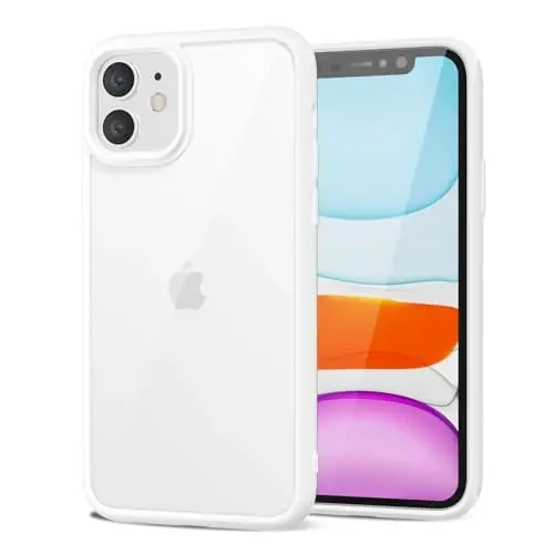 LoeoeL for iPhone 11 Case Clear, Transparent Hybrid 11 Phone Case [Hard Plastic & Soft Silicone Bumper] Acrylic Non Yellowing Thin Slim Protective Cover for Women, White - LOEOEL