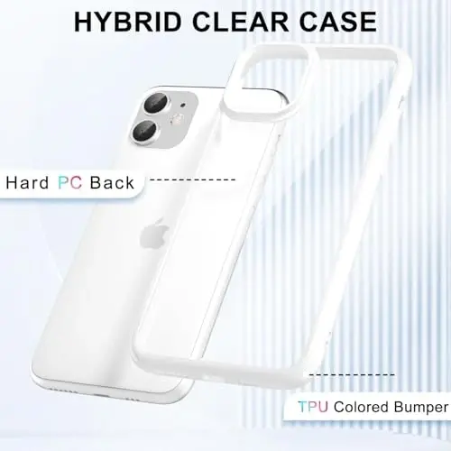LoeoeL for iPhone 11 Case Clear, Transparent Hybrid 11 Phone Case [Hard Plastic & Soft Silicone Bumper] Acrylic Non Yellowing Thin Slim Protective Cover for Women, White - 3