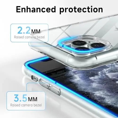 LoeoeL for iPhone 11 Pro Case Clear, Transparent Hybrid 11 Pro Phone Case [Hard Plastic & Soft Silicone Bumper] Acrylic Non Yellowing Thin Slim Protective Cover for Women, Crystal Clear - 5