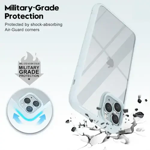 LoeoeL for iPhone 11 Pro Case Clear, Transparent Hybrid 11 Pro Phone Case [Hard Plastic & Soft Silicone Bumper] Acrylic Non Yellowing Thin Slim Protective Cover for Women, Light Blue - 6