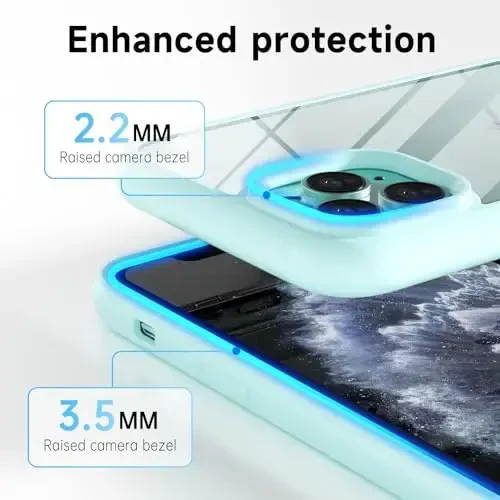 LoeoeL for iPhone 11 Pro Case Clear, Transparent Hybrid 11 Pro Phone Case [Hard Plastic & Soft Silicone Bumper] Acrylic Non Yellowing Thin Slim Protective Cover for Women, Teal - 5