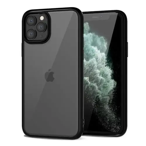 LoeoeL for iPhone 11 Pro Max Case Clear, Transparent Hybrid 11 Pro Max Phone Case [Hard Plastic & Soft Silicone Bumper] Acrylic Non Yellowing Thin Slim Protective Cover for Women, Black - LOEOEL