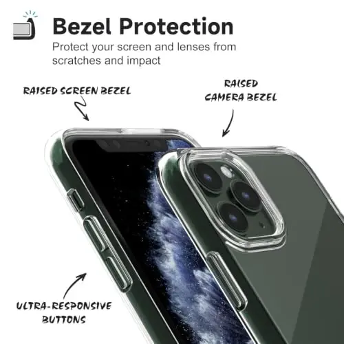 LoeoeL for iPhone 11 Pro Max Case Clear, Transparent Hybrid 11 Pro Max Phone Case [Hard Plastic & Soft Silicone Bumper] Acrylic Non Yellowing Thin Slim Protective Cover for Women, Crystal Clear - 4
