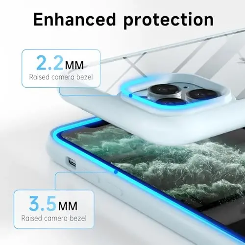 LoeoeL for iPhone 11 Pro Max Case Clear, Transparent Hybrid 11 Pro Max Phone Case [Hard Plastic & Soft Silicone Bumper] Acrylic Non Yellowing Thin Slim Protective Cover for Women, Light Blue - 5