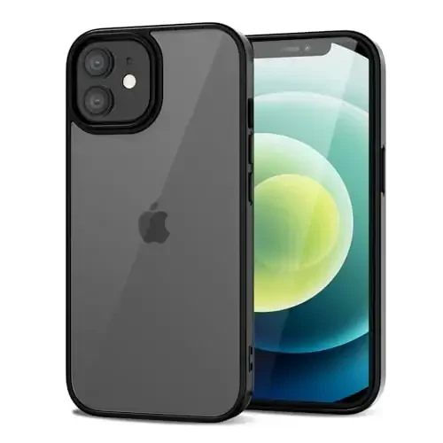 LoeoeL for iPhone 12 Mini Case Clear, Transparent Hybrid 12 Mini Phone Case [Hard Plastic & Soft Silicone Bumper] Acrylic Non Yellowing Thin Slim Protective Cover for Women, Black - LOEOEL