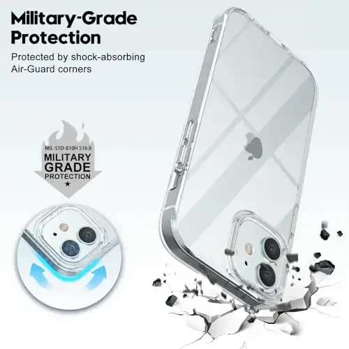 LoeoeL for iPhone 12 Mini Case Clear, Transparent Hybrid 12 Mini Phone Case [Hard Plastic & Soft Silicone Bumper] Acrylic Non Yellowing Thin Slim Protective Cover for Women, Crystal Clear - 6