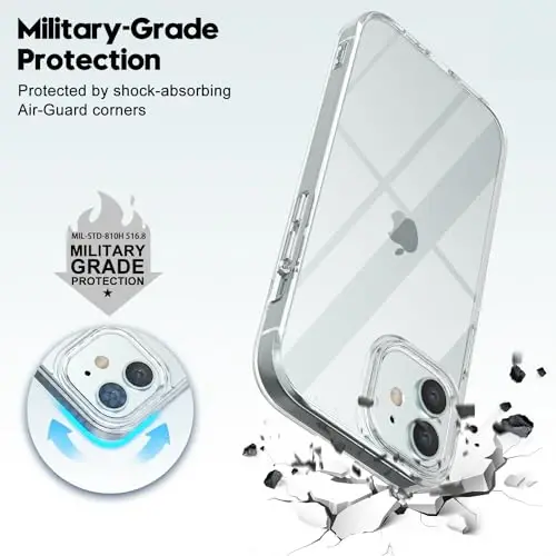 LoeoeL for iPhone 12 Mini Case Clear, Transparent Hybrid 12 Mini Phone Case [Hard Plastic & Soft Silicone Bumper] Acrylic Non Yellowing Thin Slim Protective Cover for Women, Crystal Clear - 6