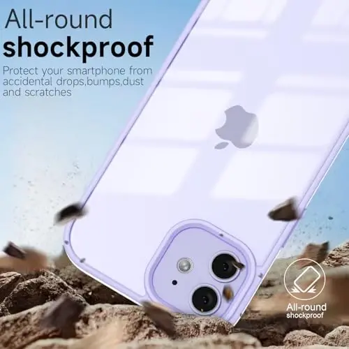 LoeoeL for iPhone 12 Mini Case Clear, Transparent Hybrid 12 Mini Phone Case [Hard Plastic & Soft Silicone Bumper] Acrylic Non Yellowing Thin Slim Protective Cover for Women, Purple Lavender - 6