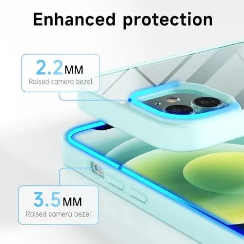 LoeoeL for iPhone 12 Mini Case Clear, Transparent Hybrid 12 Mini Phone Case [Hard Plastic & Soft Silicone Bumper] Acrylic Non Yellowing Thin Slim Protective Cover for Women, Teal - 5