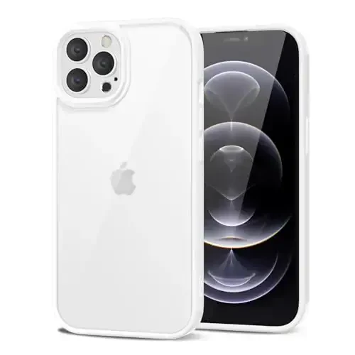 LoeoeL for iPhone 12 Pro/ 12 Case Clear, Transparent Hybrid 12 Pro/ 12 Phone Case [Hard Plastic & Soft Silicone Bumper] Acrylic Non Yellowing Thin Slim Protective Cover for Women, White - 1
