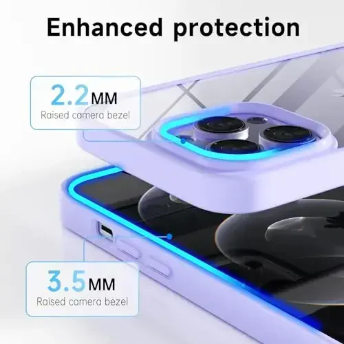 LoeoeL for iPhone 12 Pro/ 12 G'ilofi Shaffof, Shaffof Gibrid 12 Pro/ 12 Telefon G'ilofi [Qattiq Plastmassa & Yumshoq Silikon Bamper] Akrilik Sariqlik Qoplamaydigan Yupqa Himoya Qopqoq Ayollar uchun, Binafsha Lavanda - 5