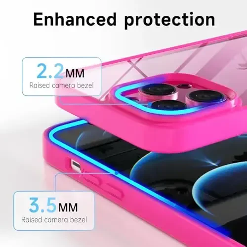 LoeoeL for iPhone 12 Pro Max Case Clear, Shaffof Gibrid 12 Pro Max Telefon Qutisi [Qattiq Plastmassa & Yumshoq Silikon Bamper] Akrilik Sarı Rangsiz Yupqa Himoya Qopqog'i Ayollar uchun, Neon Hot Pushti - 5