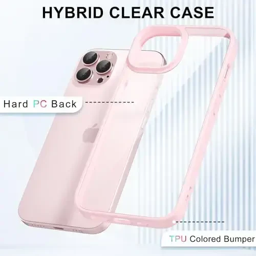 LoeoeL for iPhone 12 Pro Max Case Clear, Transparent Hybrid 12 Pro Max Phone Case [Hard Plastic & Soft Silicone Bumper] Acrylic Non Yellowing Thin Slim Protective Cover for Women, Light Pink - 3