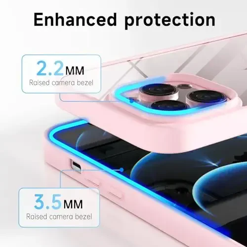 LoeoeL for iPhone 12 Pro Max Case Clear, Transparent Hybrid 12 Pro Max Phone Case [Hard Plastic & Soft Silicone Bumper] Acrylic Non Yellowing Thin Slim Protective Cover for Women, Light Pink - 5