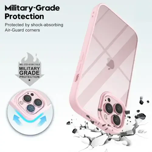 LoeoeL for iPhone 12 Pro Max Case Clear, Transparent Hybrid 12 Pro Max Phone Case [Hard Plastic & Soft Silicone Bumper] Acrylic Non Yellowing Thin Slim Protective Cover for Women, Light Pink - 6