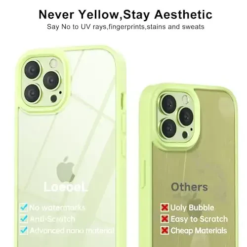 LoeoeL for iPhone 12 Pro Max Case Clear, Transparent Hybrid 12 Pro Max Phone Case [Hard Plastic & Soft Silicone Bumper] Acrylic Non Yellowing Thin Slim Protective Cover for Women, Mint Green - 8