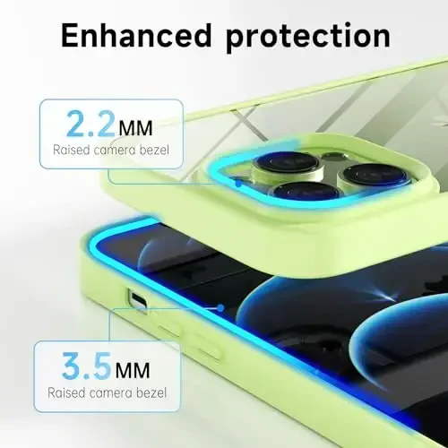 LoeoeL for iPhone 12 Pro Max Case Clear, Transparent Hybrid 12 Pro Max Phone Case [Hard Plastic & Soft Silicone Bumper] Acrylic Non Yellowing Thin Slim Protective Cover for Women, Mint Green - 11