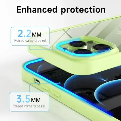 LoeoeL for iPhone 12 Pro Max Case Clear, Transparent Hybrid 12 Pro Max Phone Case [Hard Plastic & Soft Silicone Bumper] Acrylic Non Yellowing Thin Slim Protective Cover for Women, Mint Green - 5