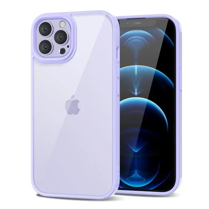 LoeoeL for iPhone 12 Pro Max Case Clear, Transparent Hybrid 12 Pro Max Phone Case [Hard Plastic & Soft Silicone Bumper] Acrylic Non Yellowing Thin Slim Protective Cover for Women, Purple Lavender - LOEOEL