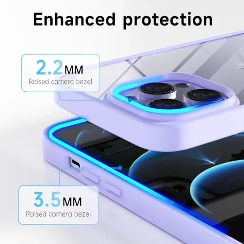 LoeoeL for iPhone 12 Pro Max Case Clear, Transparent Hybrid 12 Pro Max Phone Case [Hard Plastic & Soft Silicone Bumper] Acrylic Non Yellowing Thin Slim Protective Cover for Women, Purple Lavender - 5