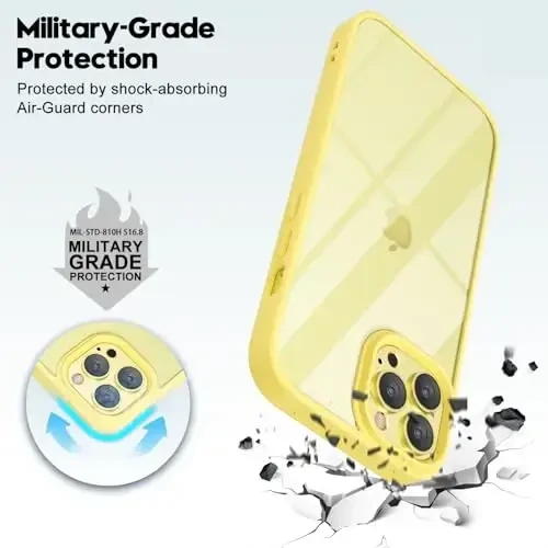 LoeoeL for iPhone 12 Pro Max Case Clear, Transparent Hybrid 12 Pro Max Phone Case [Hard Plastic & Soft Silicone Bumper] Acrylic Non Yellowing Thin Slim Protective Cover for Women, Yellow - 6