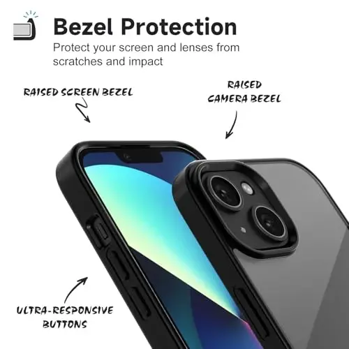 LoeoeL for iPhone 13 Case Clear, Transparent Hybrid 13 Phone Case [Hard Plastic & Soft Silicone Bumper] Acrylic Non Yellowing Thin Slim Protective Cover for Women, Black - 4
