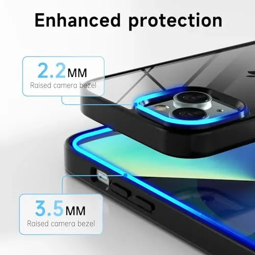 LoeoeL for iPhone 13 Case Clear, Transparent Hybrid 13 Phone Case [Hard Plastic & Soft Silicone Bumper] Acrylic Non Yellowing Thin Slim Protective Cover for Women, Black - 5