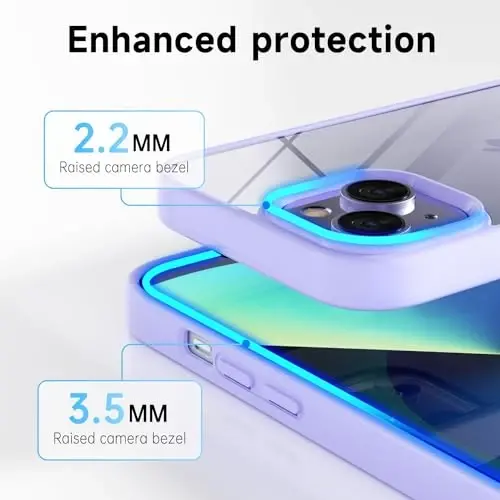 LoeoeL for iPhone 13 Case Clear, Transparent Hybrid 13 Phone Case [Hard Plastic & Soft Silicone Bumper] Acrylic Non Yellowing Thin Slim Protective Cover for Women, Purple Lavender - 5