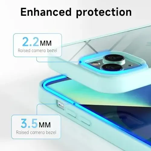 LoeoeL for iPhone 13 Case Clear, Transparent Hybrid 13 Phone Case [Hard Plastic & Soft Silicone Bumper] Acrylic Non Yellowing Thin Slim Protective Cover for Women, Teal - 5