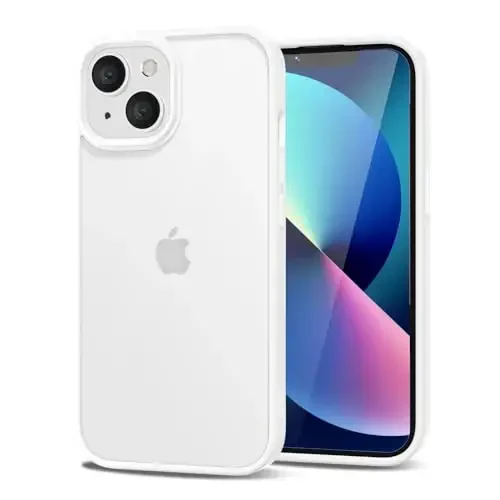 LoeoeL for iPhone 13 Case Clear, Transparent Hybrid 13 Phone Case [Hard Plastic & Soft Silicone Bumper] Acrylic Non Yellowing Thin Slim Protective Cover for Women, White - 14
