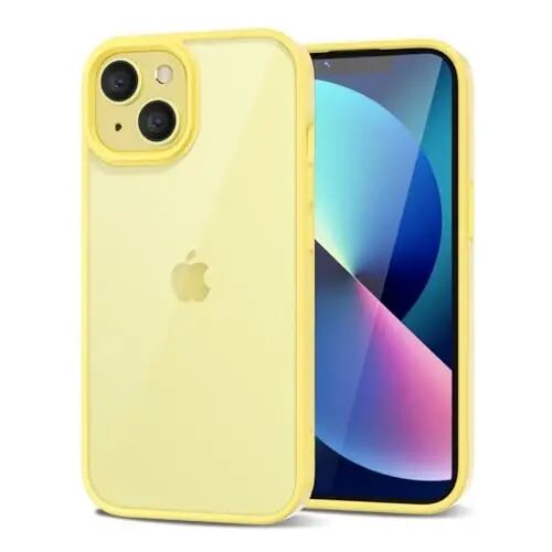 LoeoeL for iPhone 13 Case Clear, Transparent Hybrid 13 Phone Case [Hard Plastic & Soft Silicone Bumper] Acrylic Non Yellowing Thin Slim Protective Cover for Women, Yellow - LOEOEL