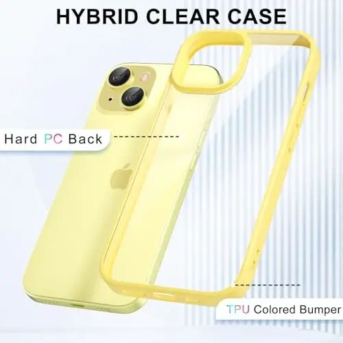 LoeoeL for iPhone 13 Case Clear, Transparent Hybrid 13 Phone Case [Hard Plastic & Soft Silicone Bumper] Acrylic Non Yellowing Thin Slim Protective Cover for Women, Yellow - 3