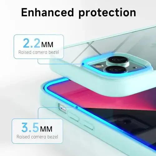 LoeoeL for iPhone 13 Mini Case Clear, Transparent Hybrid 13 Mini Phone Case [Hard Plastic & Soft Silicone Bumper] Acrylic Non Yellowing Thin Slim Protective Cover for Women, Teal - 5