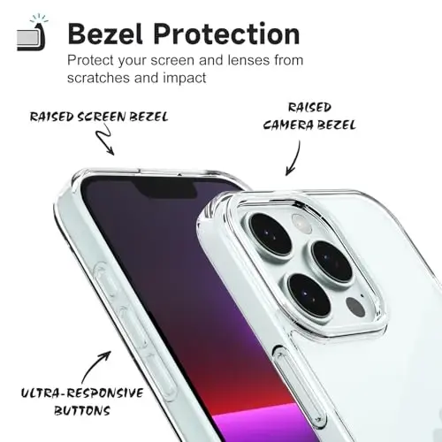 LoeoeL for iPhone 13 Pro Case Clear, Transparent Hybrid 13 Pro Phone Case [Hard Plastic & Soft Silicone Bumper] Acrylic Non Yellowing Thin Slim Protective Cover for Women, Crystal Clear - 4