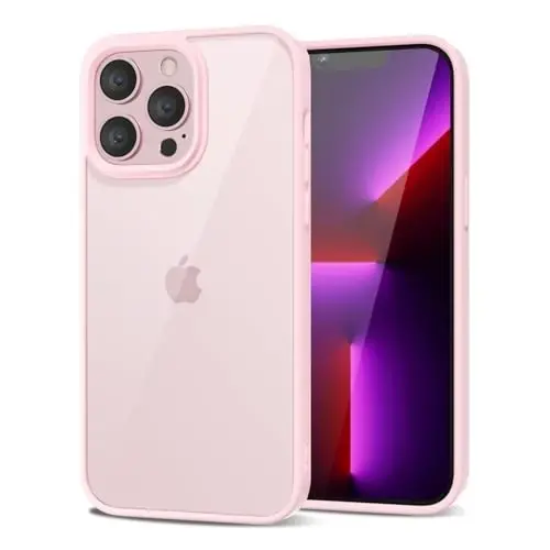 LoeoeL for iPhone 13 Pro Case Clear, Transparent Hybrid 13 Pro Phone Case [Hard Plastic & Soft Silicone Bumper] Acrylic Non Yellowing Thin Slim Protective Cover for Women, Light Pink 