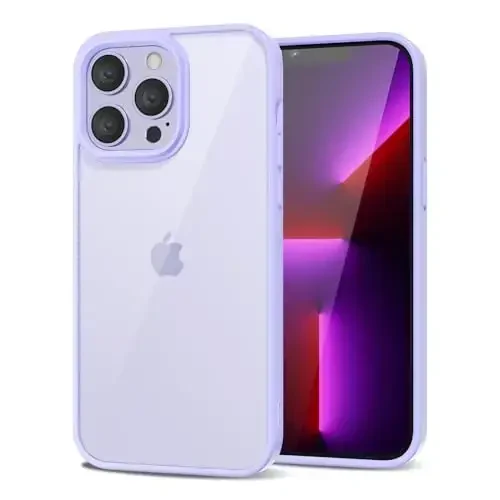 LoeoeL for iPhone 13 Pro Case Clear, Transparent Hybrid 13 Pro Phone Case [Hard Plastic & Soft Silicone Bumper] Acrylic Non Yellowing Thin Slim Protective Cover for Women, Purple Lavender 