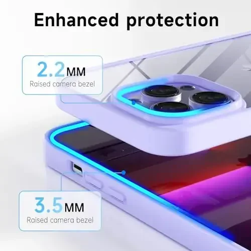 LoeoeL for iPhone 13 Pro Case Clear, Transparent Hybrid 13 Pro Phone Case [Hard Plastic & Soft Silicone Bumper] Acrylic Non Yellowing Thin Slim Protective Cover for Women, Purple Lavender - 5