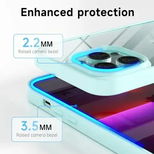 LoeoeL for iPhone 13 Pro Case Clear, Transparent Hybrid 13 Pro Phone Case [Hard Plastic & Soft Silicone Bumper] Acrylic Non Yellowing Thin Slim Protective Cover for Women, Teal - 10