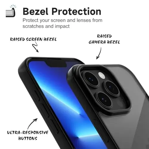 LoeoeL for iPhone 13 Pro Max Case Clear, Transparent Hybrid 13 Pro Max Phone Case [Hard Plastic & Soft Silicone Bumper] Acrylic Non Yellowing Thin Slim Protective Cover for Women, Black - 4