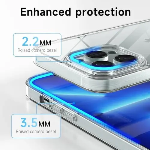 LoeoeL for iPhone 13 Pro Max Case Clear, Transparent Hybrid 13 Pro Max Phone Case [Hard Plastic & Soft Silicone Bumper] Acrylic Non Yellowing Thin Slim Protective Cover for Women, Crystal Clear - 5