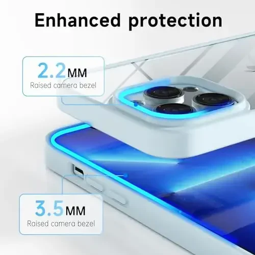LoeoeL for iPhone 13 Pro Max Case Clear, Transparent Hybrid 13 Pro Max Phone Case [Hard Plastic & Soft Silicone Bumper] Acrylic Non Yellowing Thin Slim Protective Cover for Women, Light Blue - 5