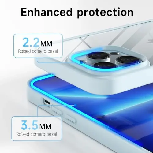 LoeoeL for iPhone 13 Pro Max Case Clear, Transparent Hybrid 13 Pro Max Phone Case [Hard Plastic & Soft Silicone Bumper] Acrylic Non Yellowing Thin Slim Protective Cover for Women, Light Blue - 5