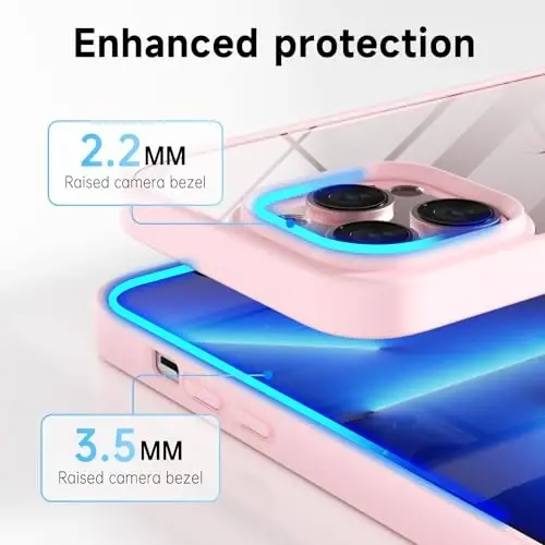 LoeoeL for iPhone 13 Pro Max Case Clear, Transparent Hybrid 13 Pro Max Phone Case [Hard Plastic & Soft Silicone Bumper] Acrylic Non Yellowing Thin Slim Protective Cover for Women, Light Pink - 5