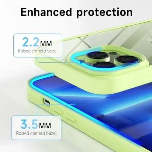 LoeoeL for iPhone 13 Pro Max Case Clear, Transparent Hybrid 13 Pro Max Phone Case [Hard Plastic & Soft Silicone Bumper] Acrylic Non Yellowing Thin Slim Protective Cover for Women, Mint Green - 5